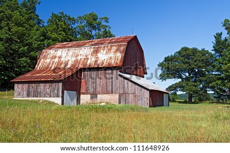 Large cattle barn on the Charles Olsen Historic Preserve, a part of the Sleeping Bear Dunes National Lakeshore in Oneida, Michigan