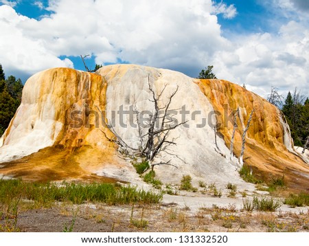 Orange Spring Mound is a beautiful thermal feature at Mammoth Hot Springs in Yellowstone National Park, Wyoming.