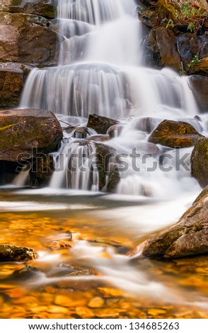 Laurel Falls, a popular waterfall in Great Smoky Mountains National Park, Tennessee, USA