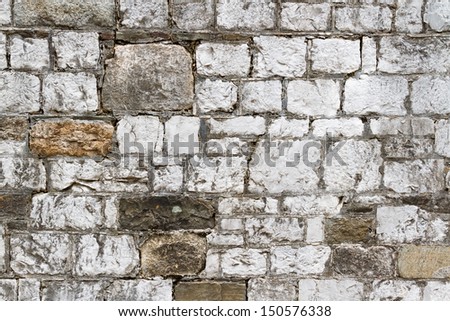 An old stone wall in Savannah, Georgia displays interesting textures.