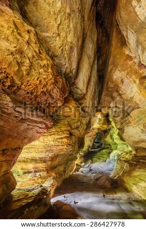 A long, natural cave with 