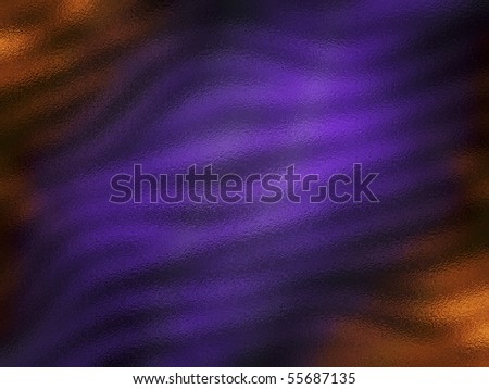 Abstract wavy color pattern resembling light shining through stained hammered glass in shades of orange and purple