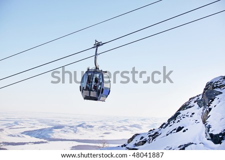 Ski lift up a mountain