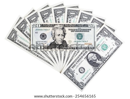 Twenty U.S. dollar banknote, abstract background.