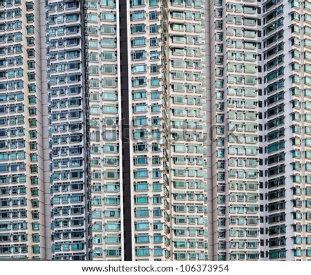 Macro shoot of skyscraper in China. Concept of population growth in asia.
