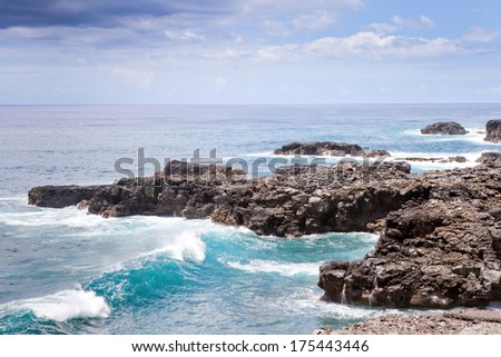 Mauritius island ocean landscape , Le Souffleur beach
