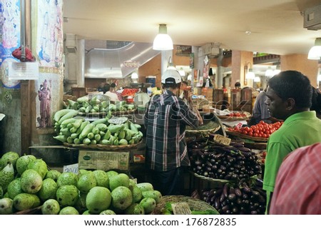 MAURITIUS-JANUARY 07: Central Market of Port Louis on January 07, 2014 in Port Louis, Mauritius. The Central Market is a tourist attraction and landmarks of the capital.