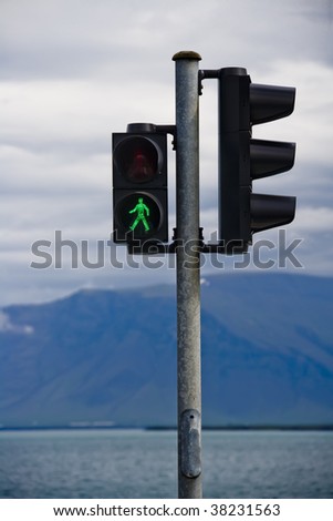 Traffic light in Iceland, Reykjavik.