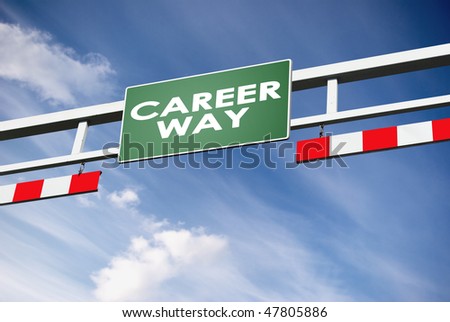 way board direction with career way text in blue sky background
