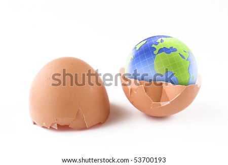 Earth birth. Egg with earth globe. New World Concept.