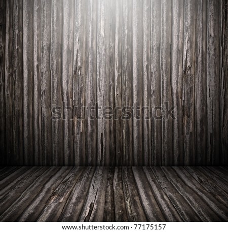 old grunge room with wooden floor and wall