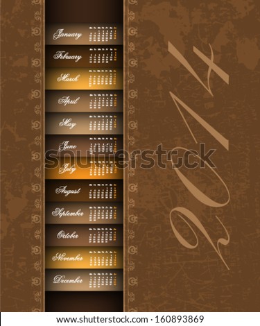 brown vintage 2014 calendar background brown vintage 2014 calendar background