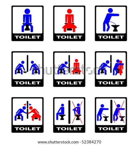 Vector Funny Toilet Sign - 52384270 : Shutterstock