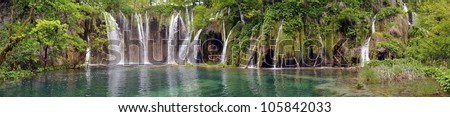 panoramic view of Waterfall in Plitvice Lakes national park, Croatia