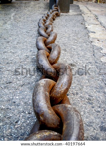 Close up shot of links in a chain.