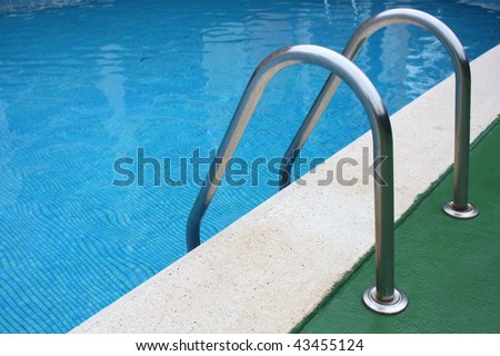 Steps into hotel swimming pool