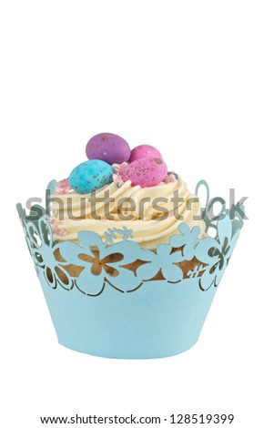 Easter cupcake with mini candy eggs