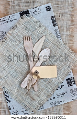 Bamboo table setting with name tag