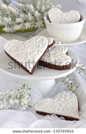 Home baked lace heart cookies