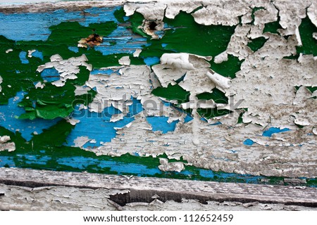 Boat paints scraped so you can see layers