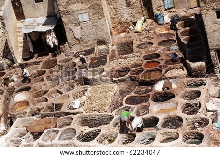 Leather tanning in Fess (Morocco)