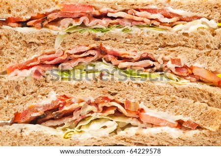 closeup of bacon sandwich