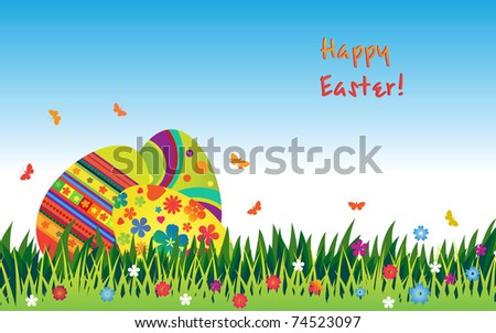decorated easter eggs clipart. stock vector : Postcard for Easter eggs decorated with three.