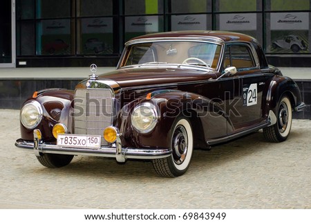 stock photo MOSCOW MAY 15 vintage Mercedes on exhibition at'Mercedes
