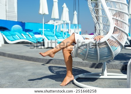 view of nice woman legs at the resort