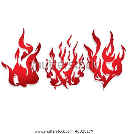 stock vector A set of tattoo flames vector illustration tattoo flames