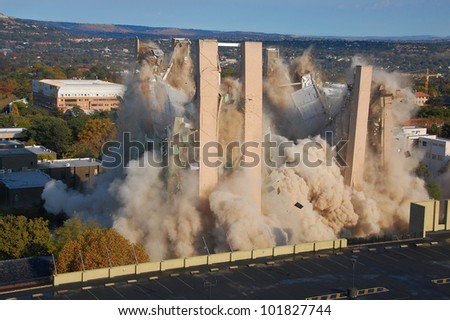 Building demolition by implosion - image 8 of a 10 shot sequence