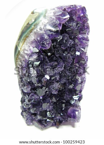 texture of amethyst geode geological crystals isolated