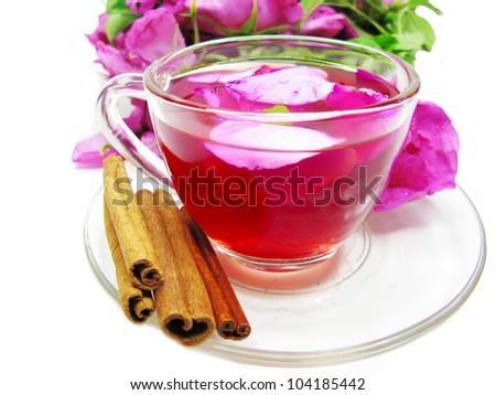 rose punch tea cocktail punch with cinnamon sticks