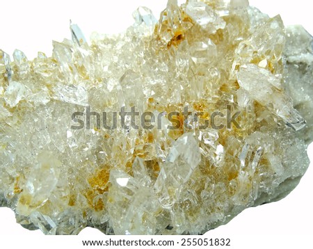 natural quartz semigem geode crystals geological mineral isolated