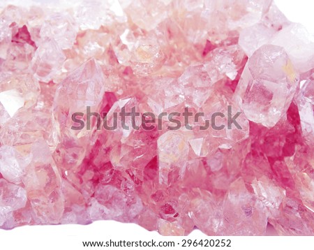 pink quartz semigem geode crystals geological mineral isolated