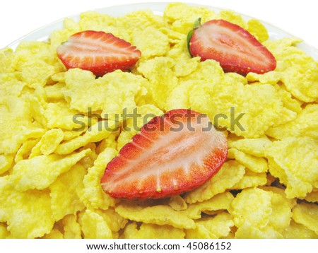 corn flakes with strawberry for breakfast