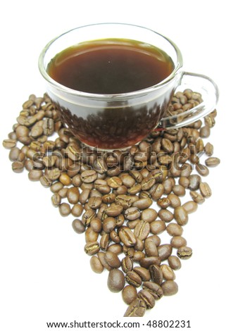 cup of coffee and beans africa continent shape