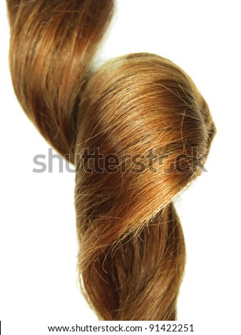 dark gingery hair curl isolated on white background
