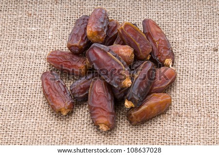 Date, traditional first meal when the sun sets during Ramadan on canvas