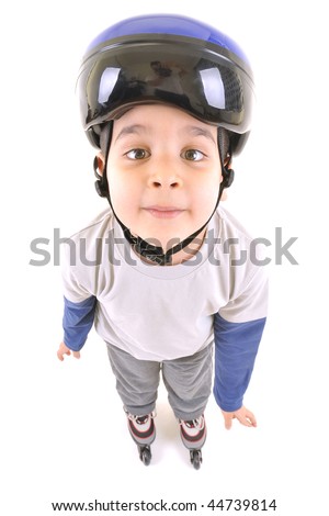 Stockphoto on Stock Photo White Background Studio Image Of A Cute Skater Boy Ready