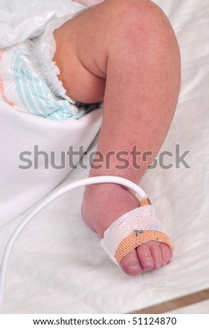 Close up of the foot of a premature baby boy - a series of BABY INTENSIVE CARE related pictures.