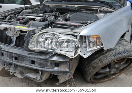 Auto accident - a series of crashed car images.