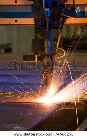 Cutting metal with plasma laser close up - a series of METAL INDUSTRY images.