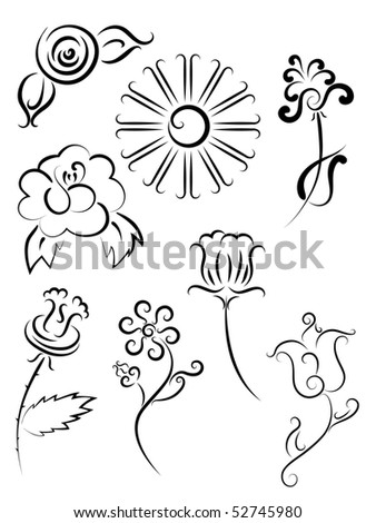 stock vector tatoo flower set Save to a lightbox Please Login