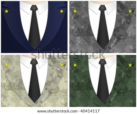 Four different army uniforms