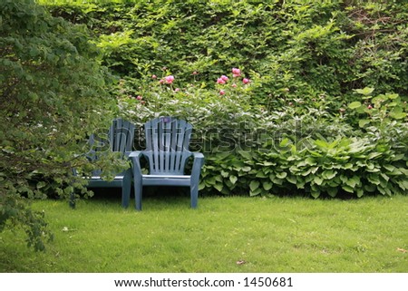 lawn chairs in garden