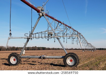 Crop irrigation equipment in a field
