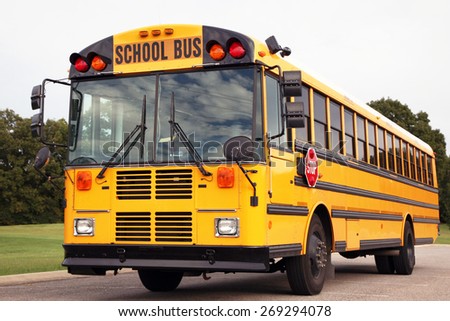 NASHVILLE, TN-CIRCA JANUARY, 2015:  Public school bus is ready to pick-up students for the new school day.