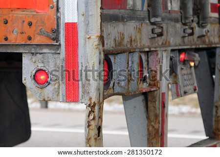 DETROIT, MI-MAY, 2015:  Example of rust damage on a semi trailer from winter road salt.