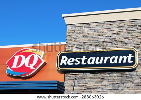 BIRMINGHAM, AL-JUNE, 2015:  Dairy Queen restaurant.  DQ is a chain of soft serve and fast food restaurants owned by International Dairy Queen, Inc, a subsidiary of Berkshire Hathaway.